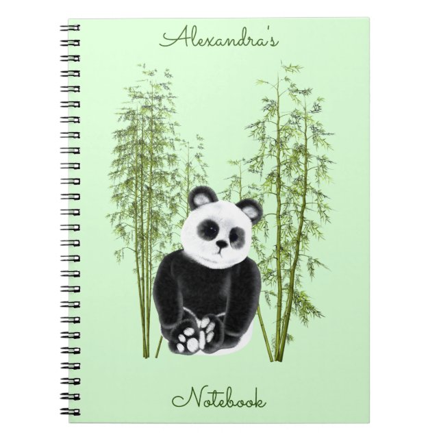Cute Panda Sitting in Bamboo Notebook (Front)