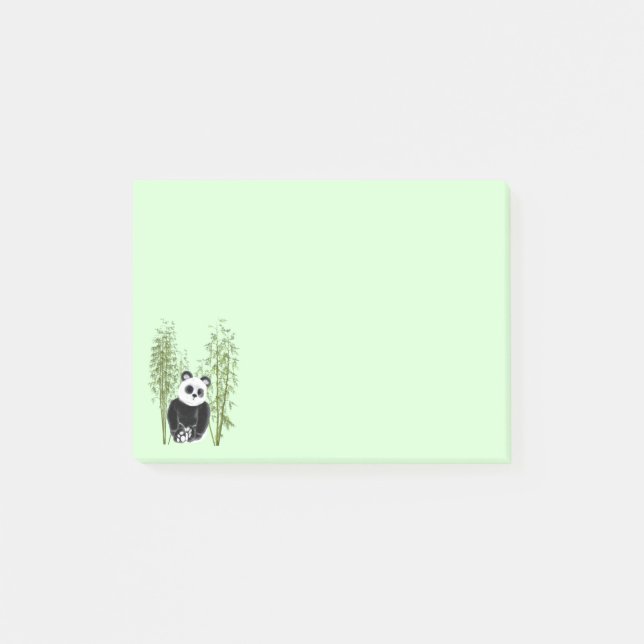 Cute Panda Sitting in Bamboo Post-it Notes (Front)