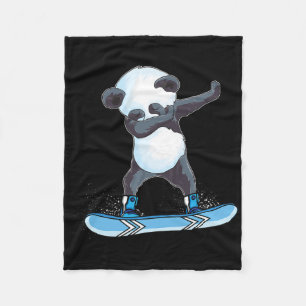 Cute Panda Snowboarding Skiing Gifts Dabbing Panda Fleece Blanket