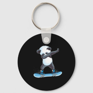 Cute Panda Snowboarding Skiing Gifts Dabbing Panda Keychain