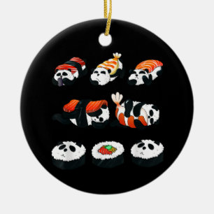 Cute Panda Sushi Hug Maki Lover Funny Kawaii Food Ceramic Ornament