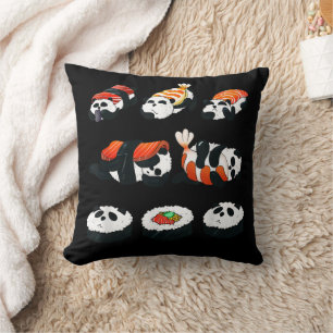 Cute Panda Sushi Hug Maki Lover Funny Kawaii Food  Throw Pillow