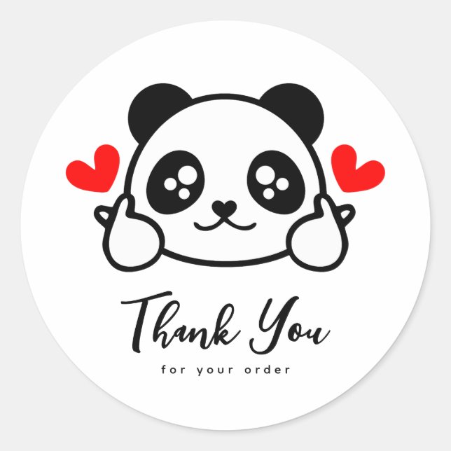 Cute Panda Thank You For Your Order Classic Round Sticker (Front)