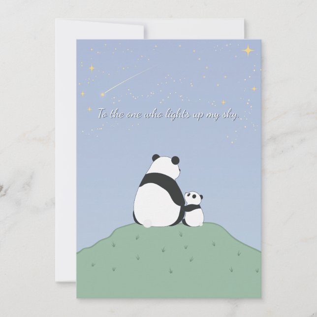 Cute Panda Under Stars Holiday Card (Front)
