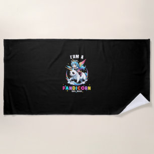 Cute Panda Unicorn I'am A Pandicorn Magic Girl Wom Beach Towel