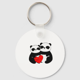 Cute Panda Valentines Day Gift Panda Couple With H Keychain