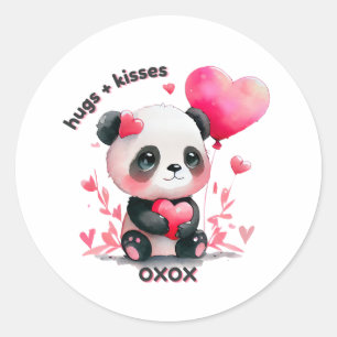Cute Panda- Valentine's Day- OXOX Classic Round Sticker