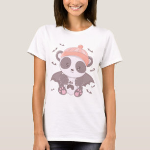 Cute Panda Vampire with Ghost & Bats Halloween Mug T-Shirt