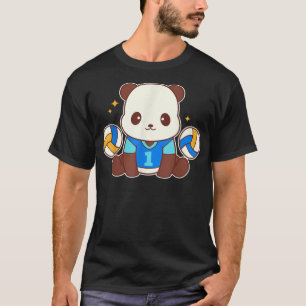 Cute Panda Volleyball Costume With Volleyballs Pan T-Shirt