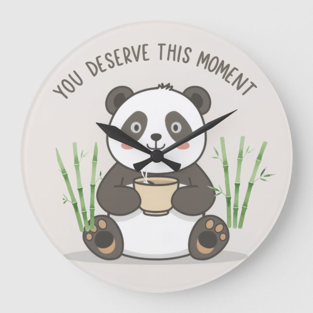 Cute Panda Wall Clock | Motivational Cute Panda (Front)