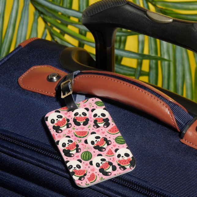 Cute Panda Watermelon Luggage Tag (Front Insitu 1)