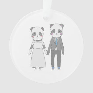 Cute Panda Wedding Couple – Kawaii Bride & Groom Ornament