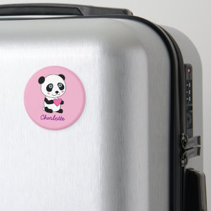 Cute Panda with a Pink Heart Personalized Magnet