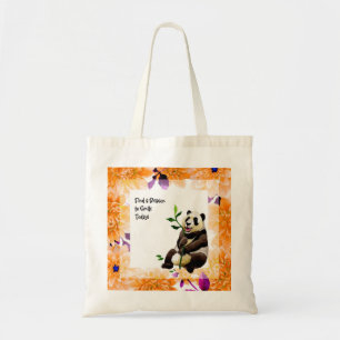 Cute Panda with an Orange Flower Frame Tote Bag