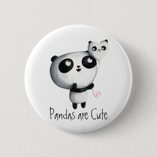 Cute Panda with Balloon 2 Inch Round Button