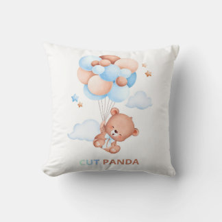 Cute Panda with Balloons Pillow – Adorable Kawaii 