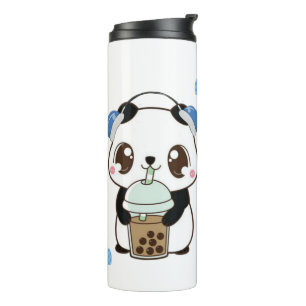 Cute Panda with Bubble Tea Thermal Tumbler