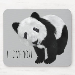 CUTE Panda with Customizable Text Mouse Pad