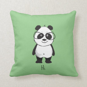 Cute Panda with Glasses Throw Pillow