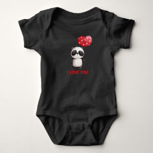 Cute Panda With Heart   I Love You Valentine Gift Baby Bodysuit