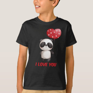 Cute Panda With Heart I Love You Valentine Gift T-Shirt