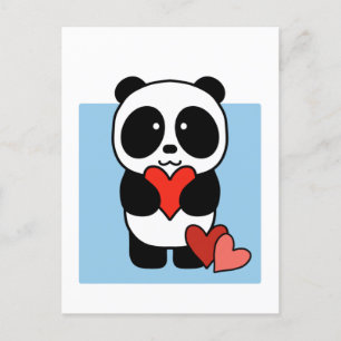 Cute Panda with Hearts - 1000Pandas Postcard