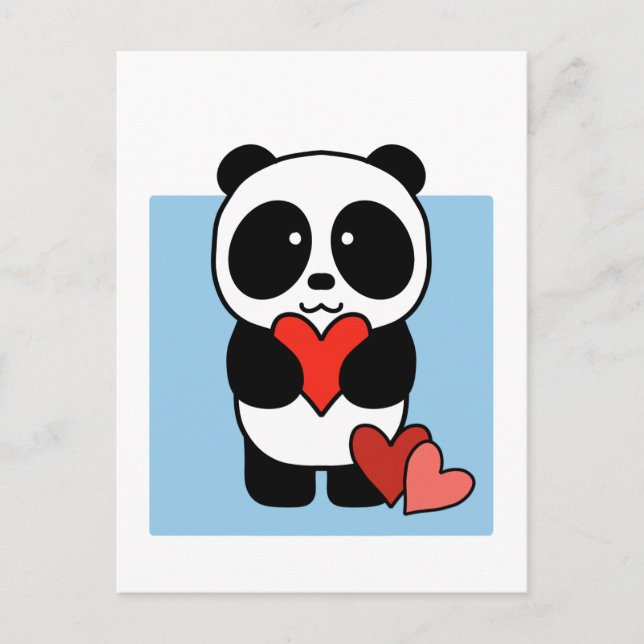 Cute Panda with Hearts - 1000Pandas Postcard (Front)