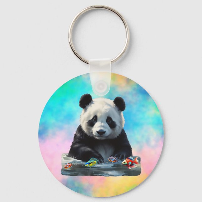Cute Panda with his Toys Keychain (Front)