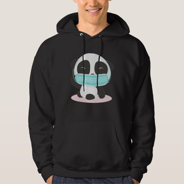 Cute panda with mouth guard  for animal hoodie (Front)