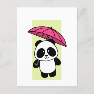 Cute Panda with Umbrella - 1000Pandas Postcard