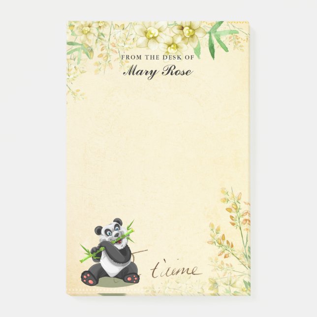 Cute Panda With Yellow Flowers Notes (Front)