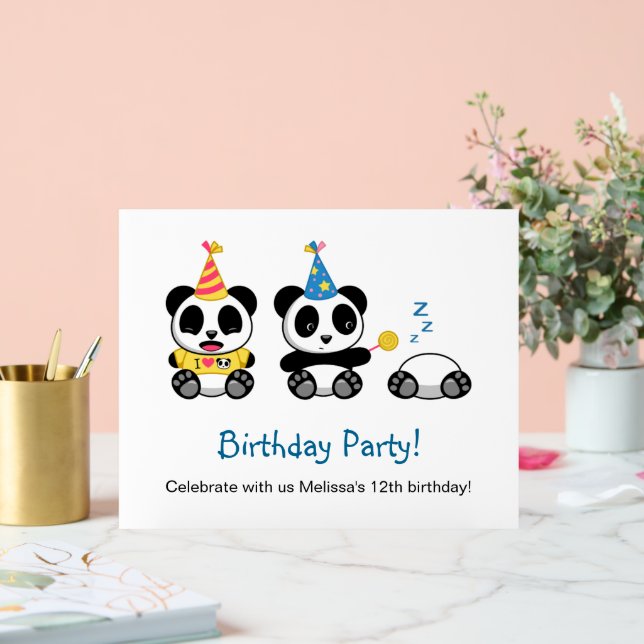 Cute Pandas Birthday Party Acrylic Sign (Wedding)