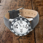 Cute Pandas Black and White Personalized Watch<br><div class="desc">Cute black and white pandas monochrome watch design.  This design is perfect for boys or girls.  You can personalize the name easily with your own,  or just delete if not using it.</div>