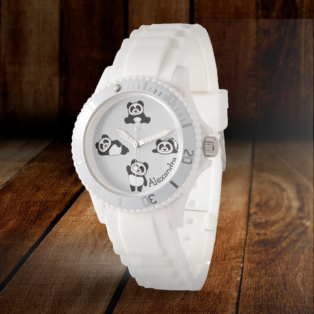 Cute Pandas Black and White Personalized Watch (Creator Uploaded)