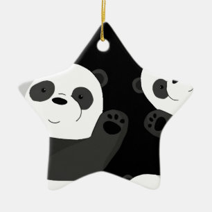 Cute pandas ceramic ornament