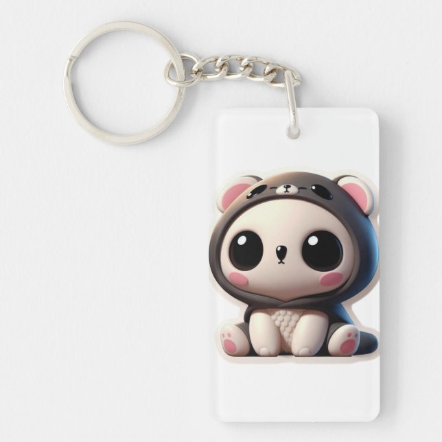 Cute Panda's comfortable day Keychain (Front)