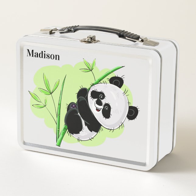 Cute Pandas custom name lunch box (Front)
