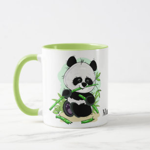 Cute Pandas custom name mugs