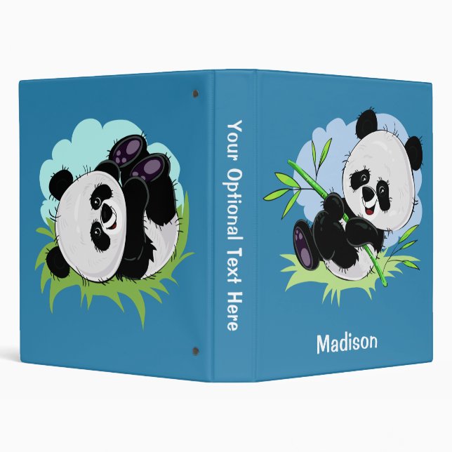 Cute Pandas custom name, text & colour binder (Background)