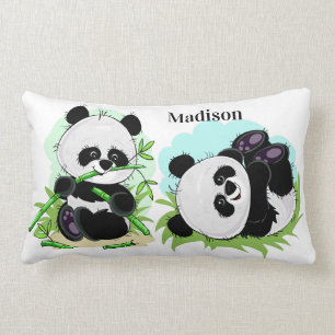 Cute Pandas custom name throw pillows