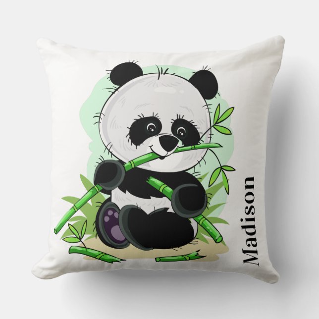 Cute Pandas custom name throw pillows (Front)