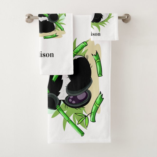 Cute Pandas custom name towel set (Insitu)