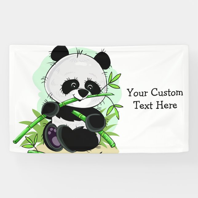 Cute Pandas custom text & colour banner (Horizontal)