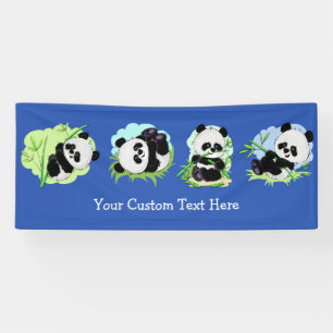Cute Pandas custom text & colour banner