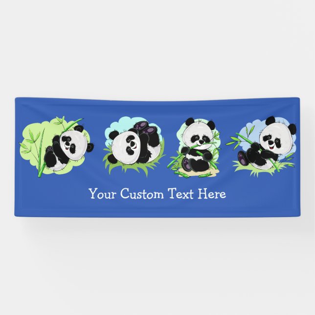 Cute Pandas custom text & colour banner (Horizontal)
