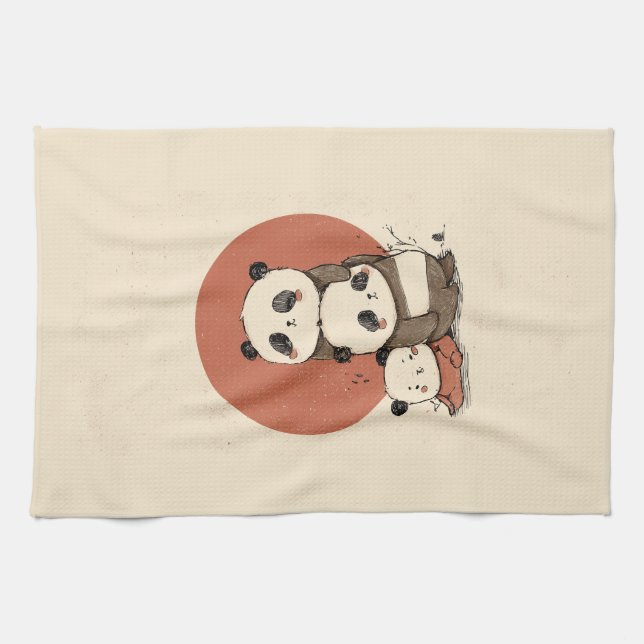 Cute Pandas Design Kitchen Towel (Horizontal)
