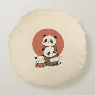 Cute Pandas Design Round Pillow