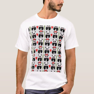 Cute Pandas Hearts: Children's Pattern T-Shirt