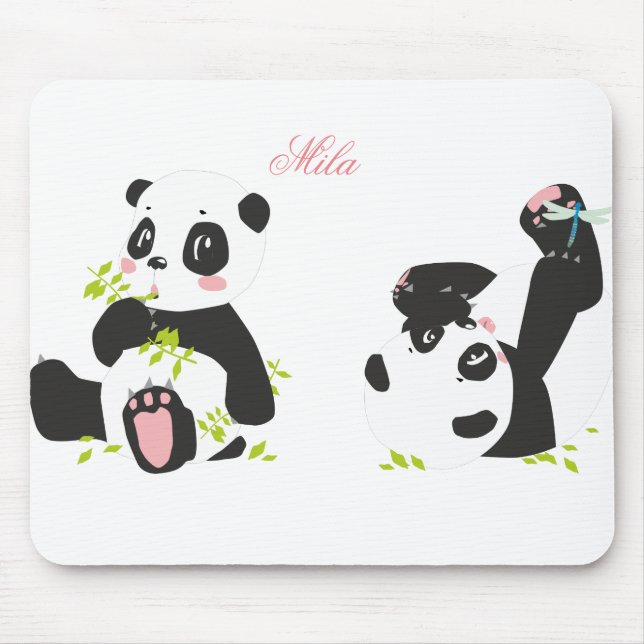 Cute pandas mouse pad (Front)