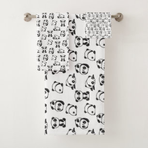 Cute Pandas Pattern Bath Towel Set